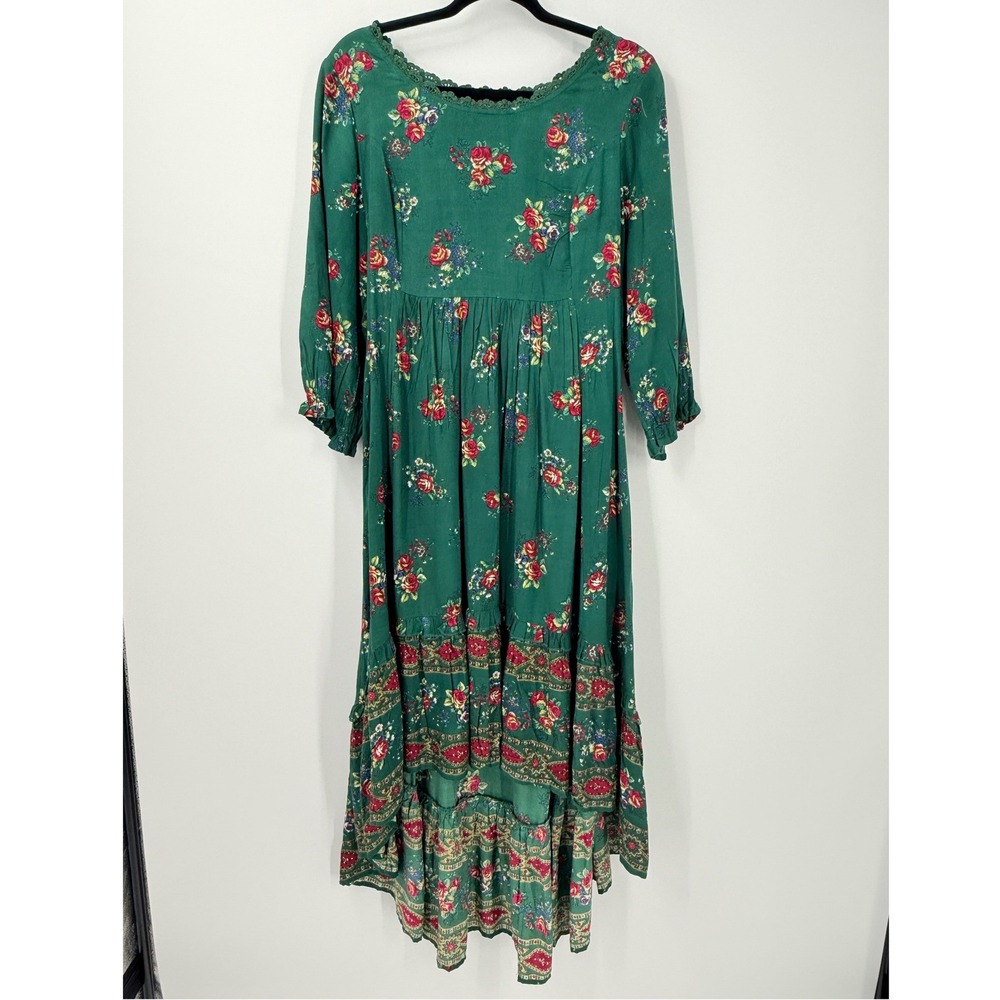 Vtg April Cornell Floral Midi Dress Womens Sz S Cottagecore Garden Tad